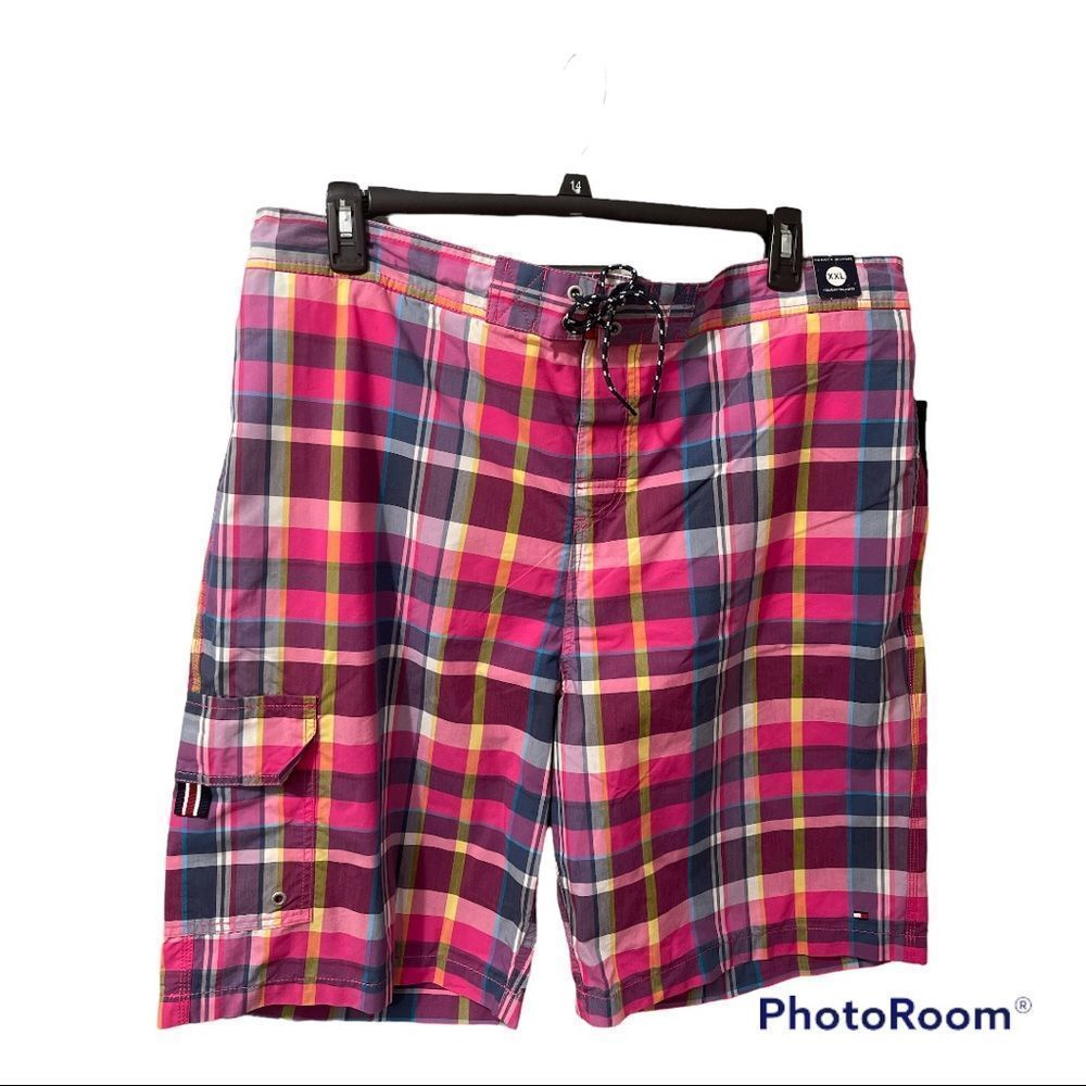 Tommy Hilfiger Pink Plaid Men's Swim Trunks